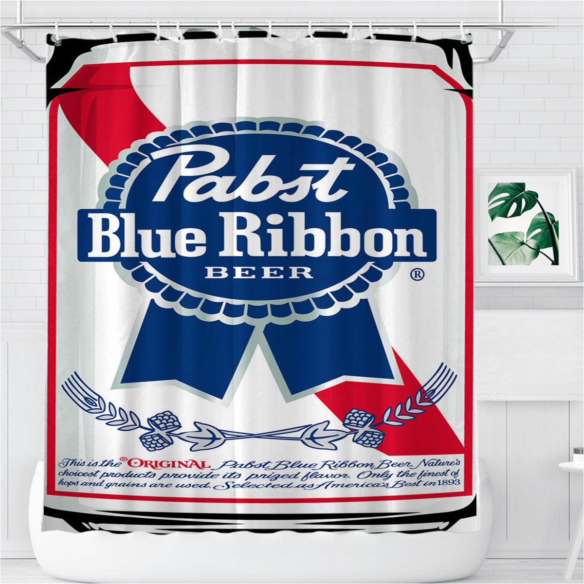 Pabst Bathroom Shower Curtain Fabric Waterproof | 66 X 72 Inch