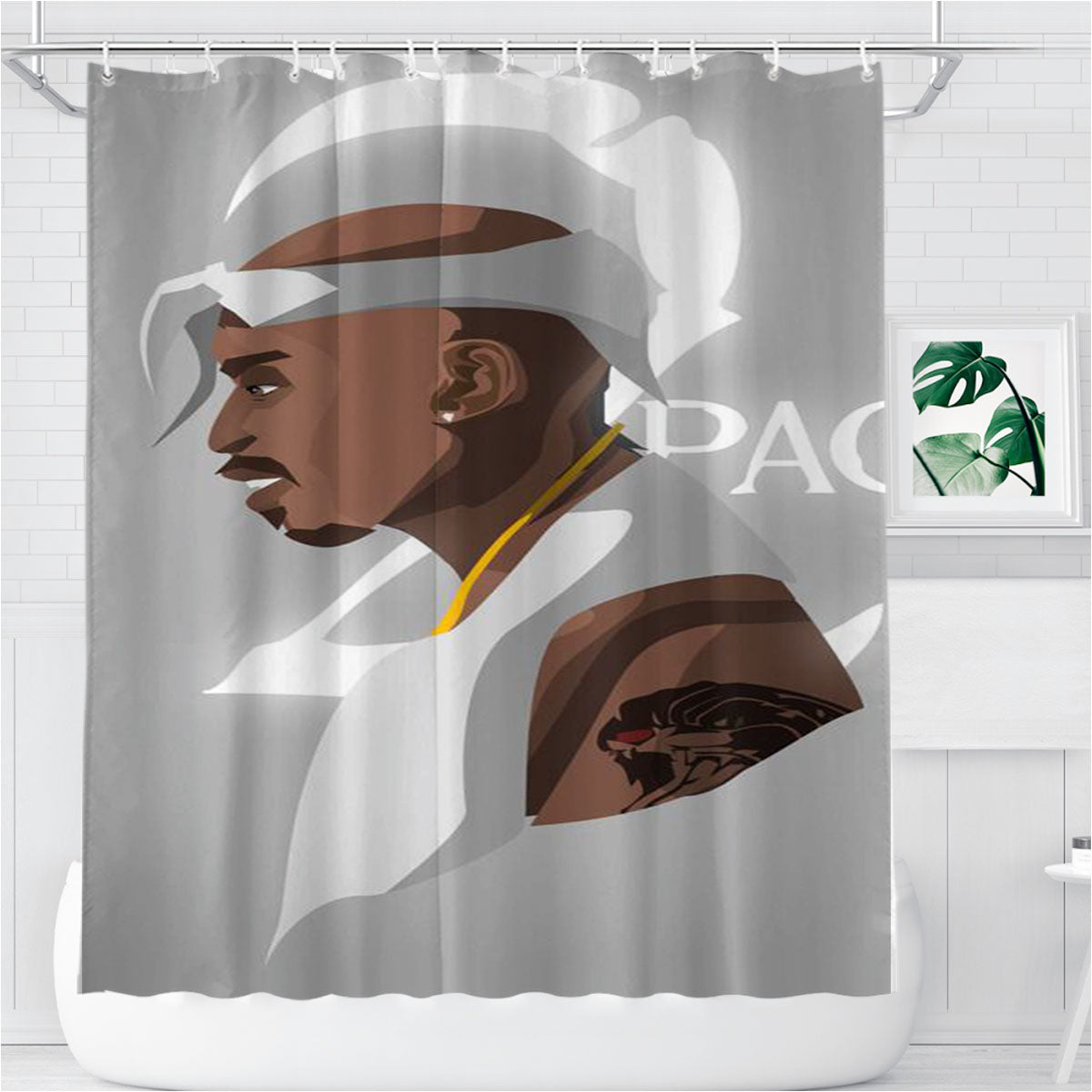Pac Minimalist Bathroom Shower Curtain Fabric Waterproof | 66 X 72 Inch