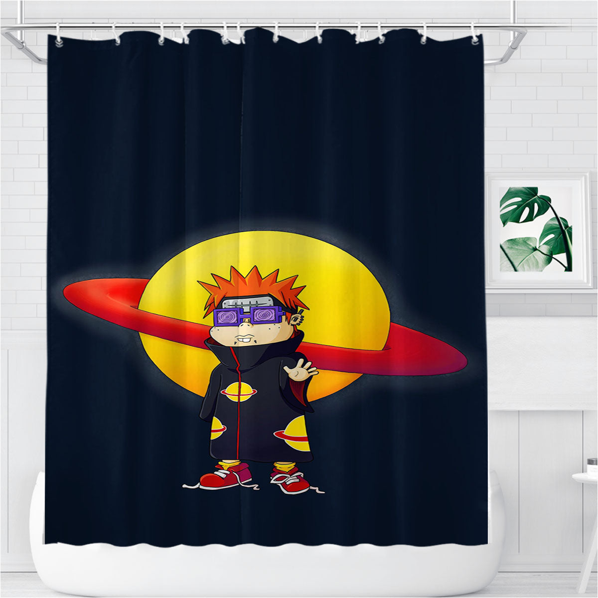 Pain And Chuckie From Rugrats Bathroom Shower Curtain Fabric Waterproof | 66 X 72 Inch