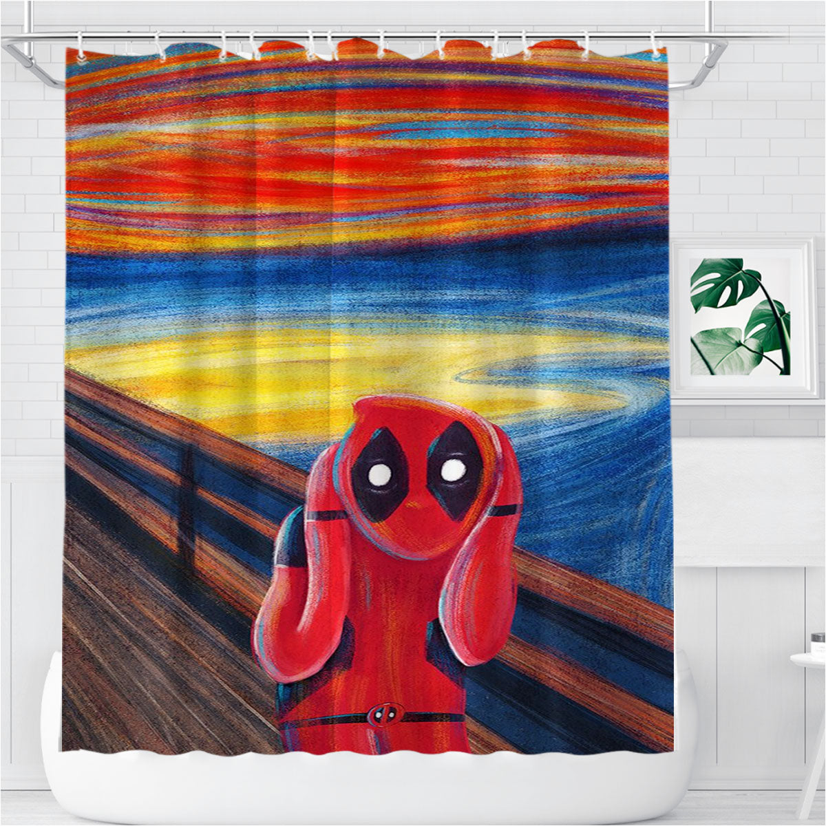 Painting Deadpool Scream Bathroom Shower Curtain Fabric Waterproof | 66 X 72 Inch