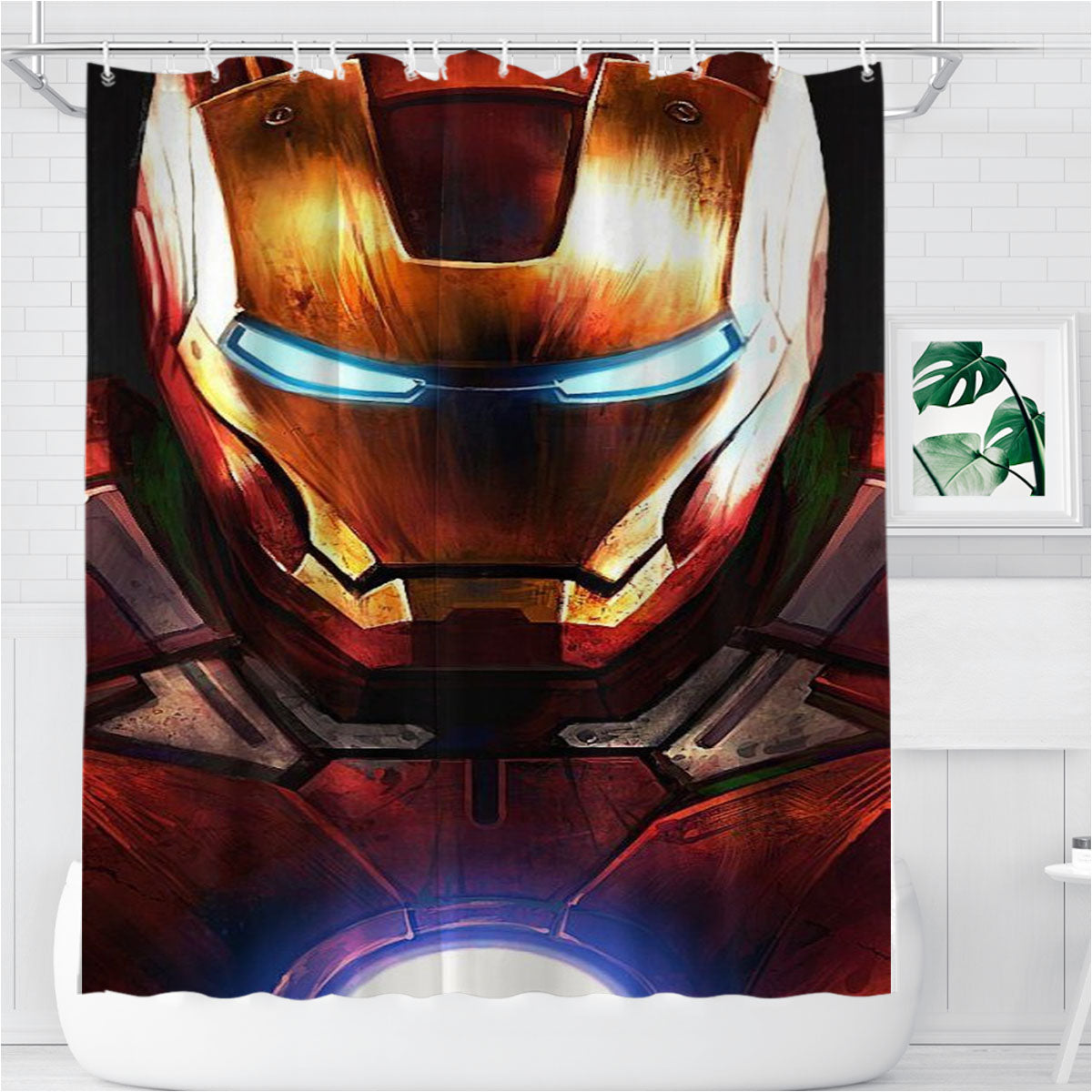 Painting Iron Man Bathroom Shower Curtain Fabric Waterproof | 66 X 72 Inch