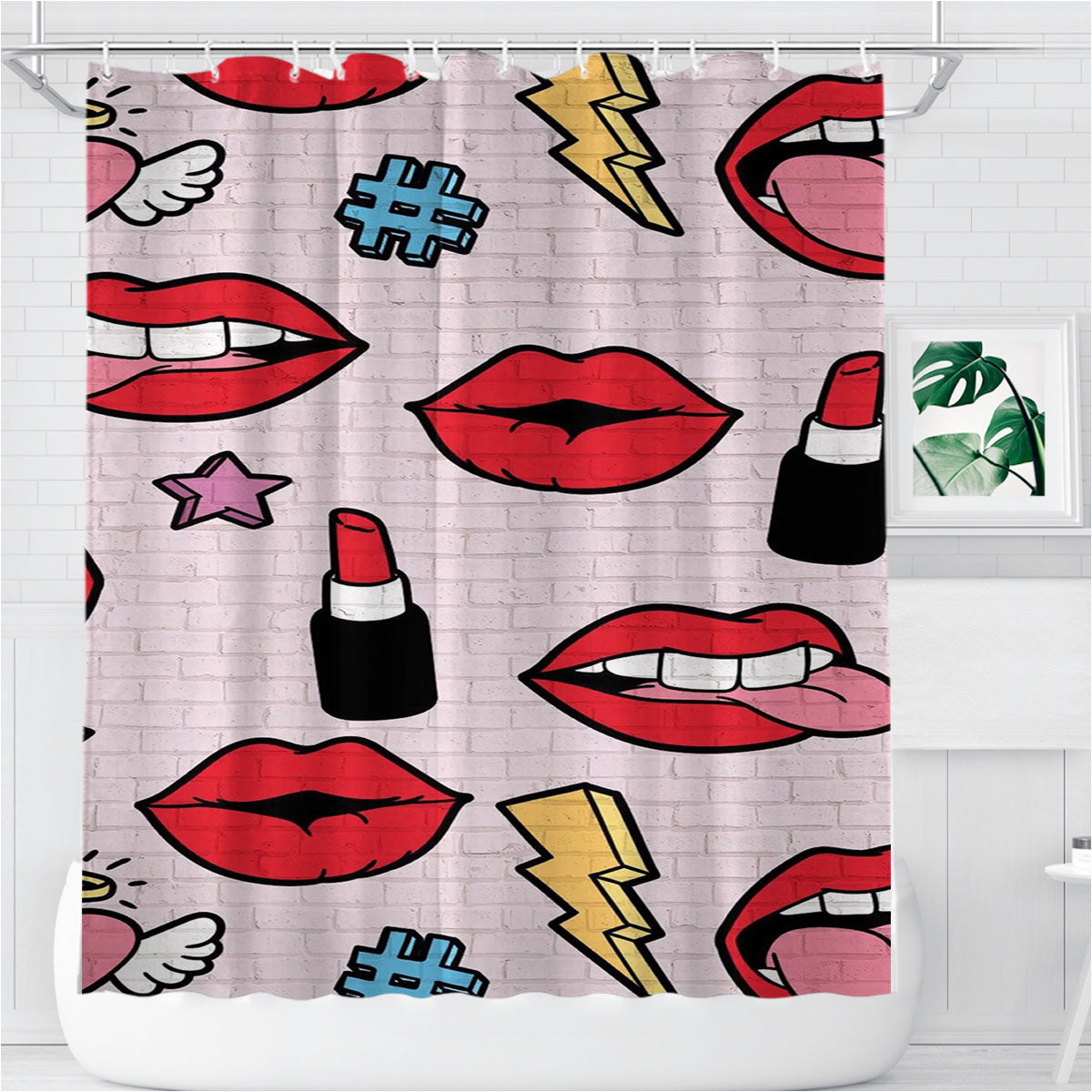 Papel De Parede Tumblr Unicornio Red Bathroom Shower Curtain Fabric Waterproof | 66 X 72 Inch