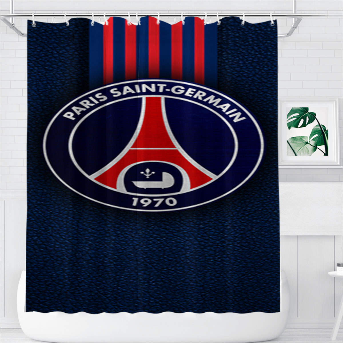 Paris Saint-Germain Bathroom Shower Curtain Fabric Waterproof | 66 X 72 Inch