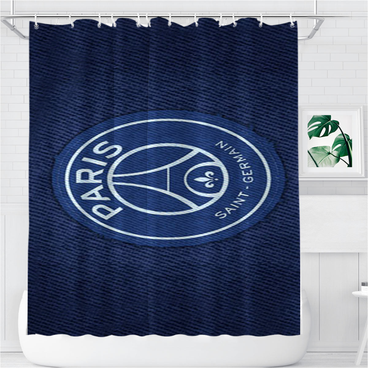 Paris Saint Germain Denim Bathroom Shower Curtain Fabric Waterproof | 66 X 72 Inch