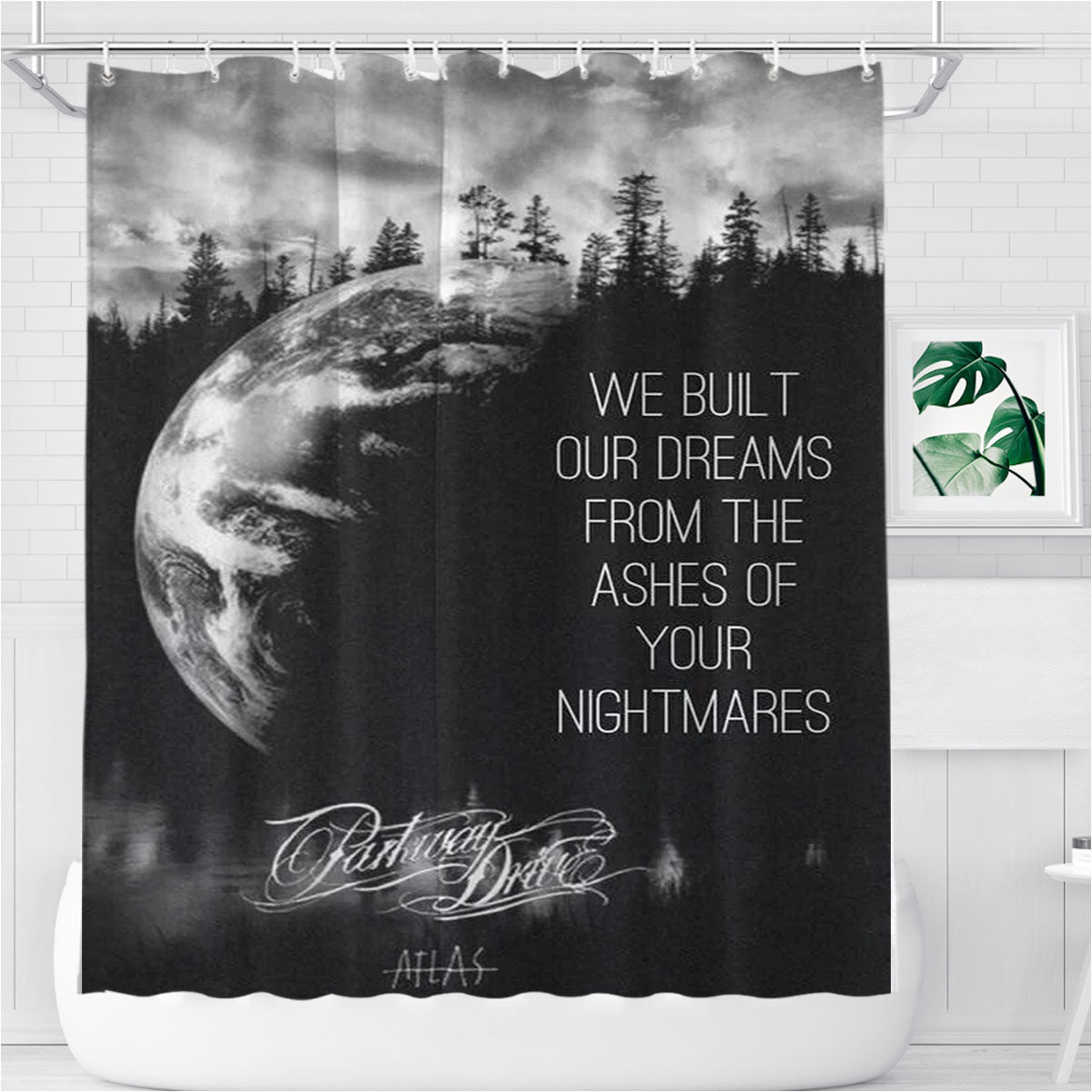 Parkway Drive Atlas Bathroom Shower Curtain Fabric Waterproof | 66 X 72 Inch