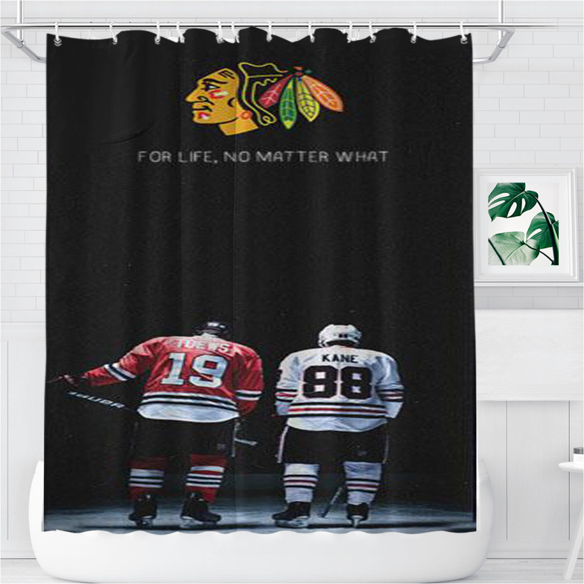 Patrick Kane And Jonathan Toews Players Nhl Bathroom Shower Curtain Fabric Waterproof | 66 X 72 Inch