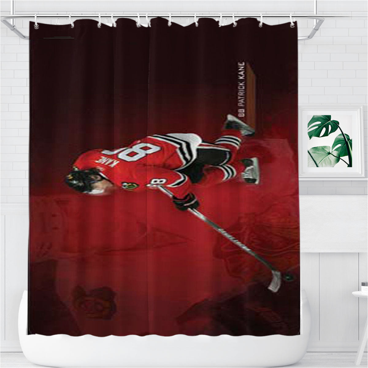Patrick Kane Red Wallpaper Bathroom Shower Curtain Fabric Waterproof | 66 X 72 Inch