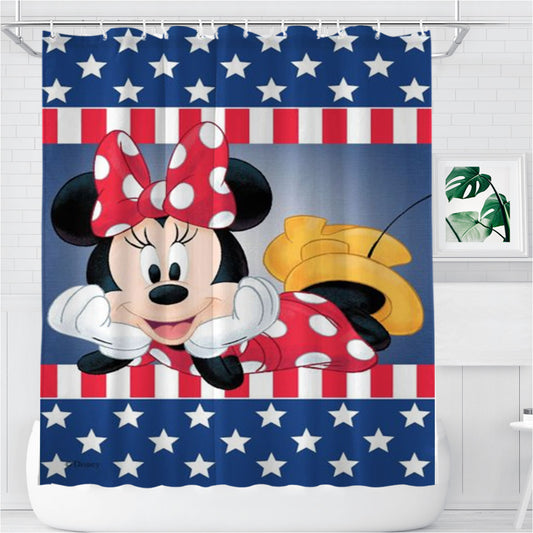 Personalized Patriotic Minnie Shower Curtain Farmhouse Bathroom Decor