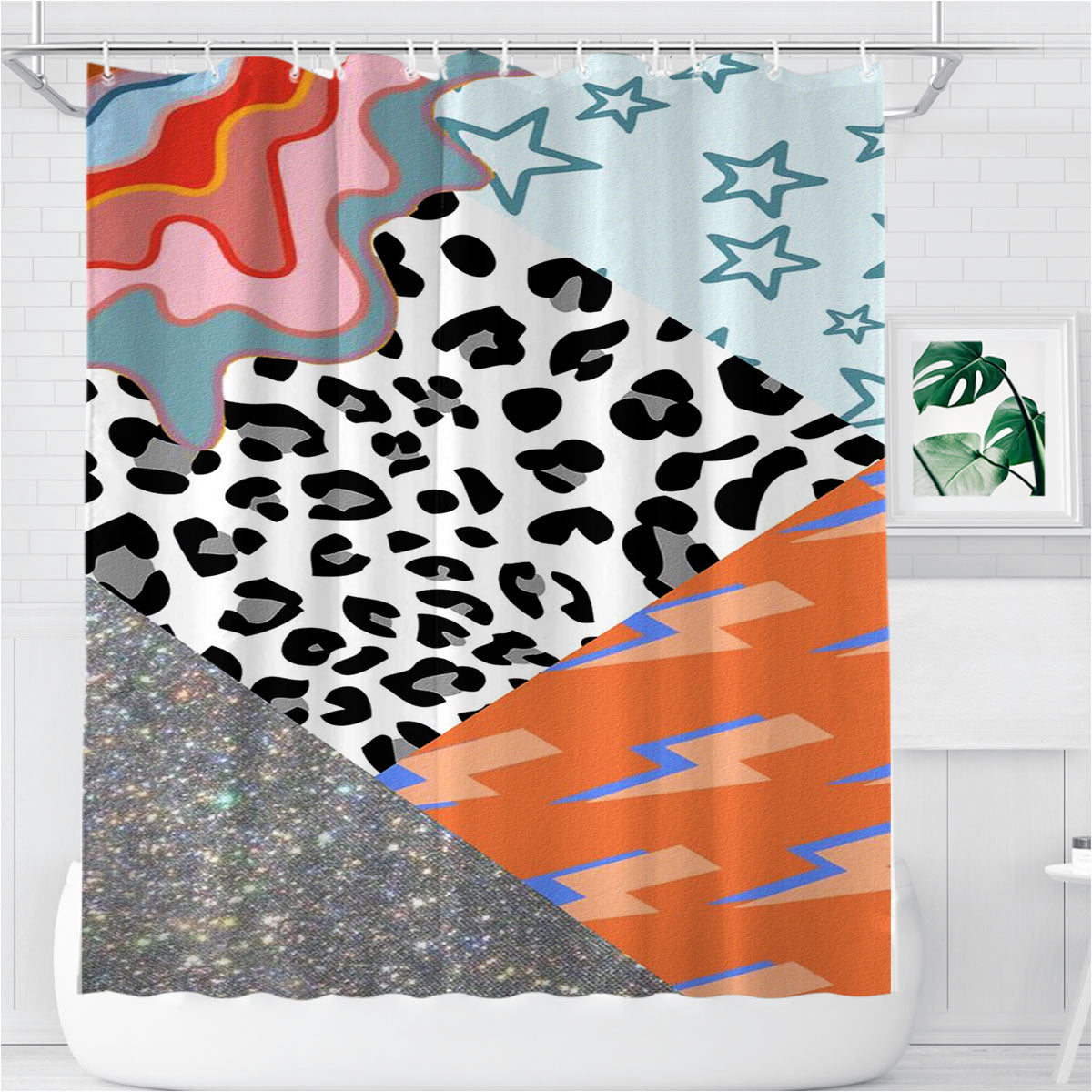 Pattern Art Bathroom Shower Curtain Fabric Waterproof | 66 X 72 Inch