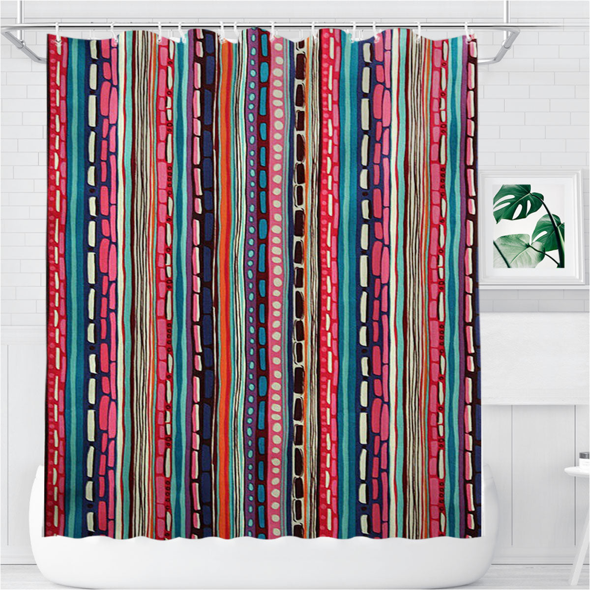 Pattern Beach Bathroom Shower Curtain Fabric Waterproof | 66 X 72 Inch