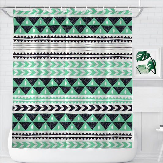 Personalized Pattern Blue Sky Mint Shower Curtain Farmhouse Bathroom Decor