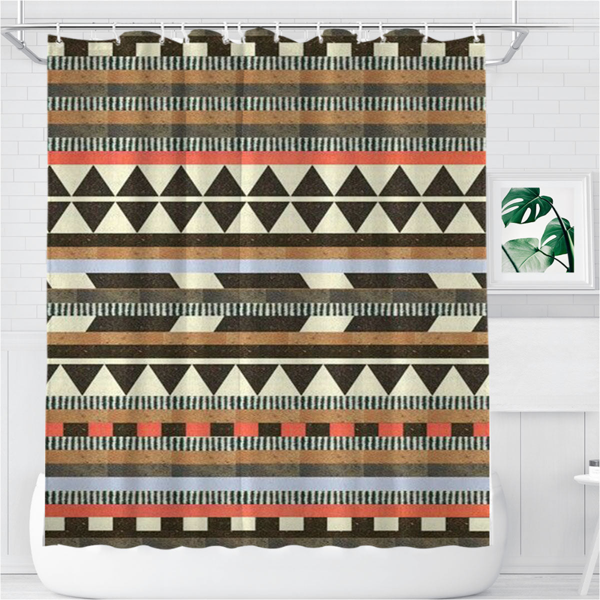 Pattern Brown Cas Mind Bathroom Shower Curtain Fabric Waterproof | 66 X 72 Inch