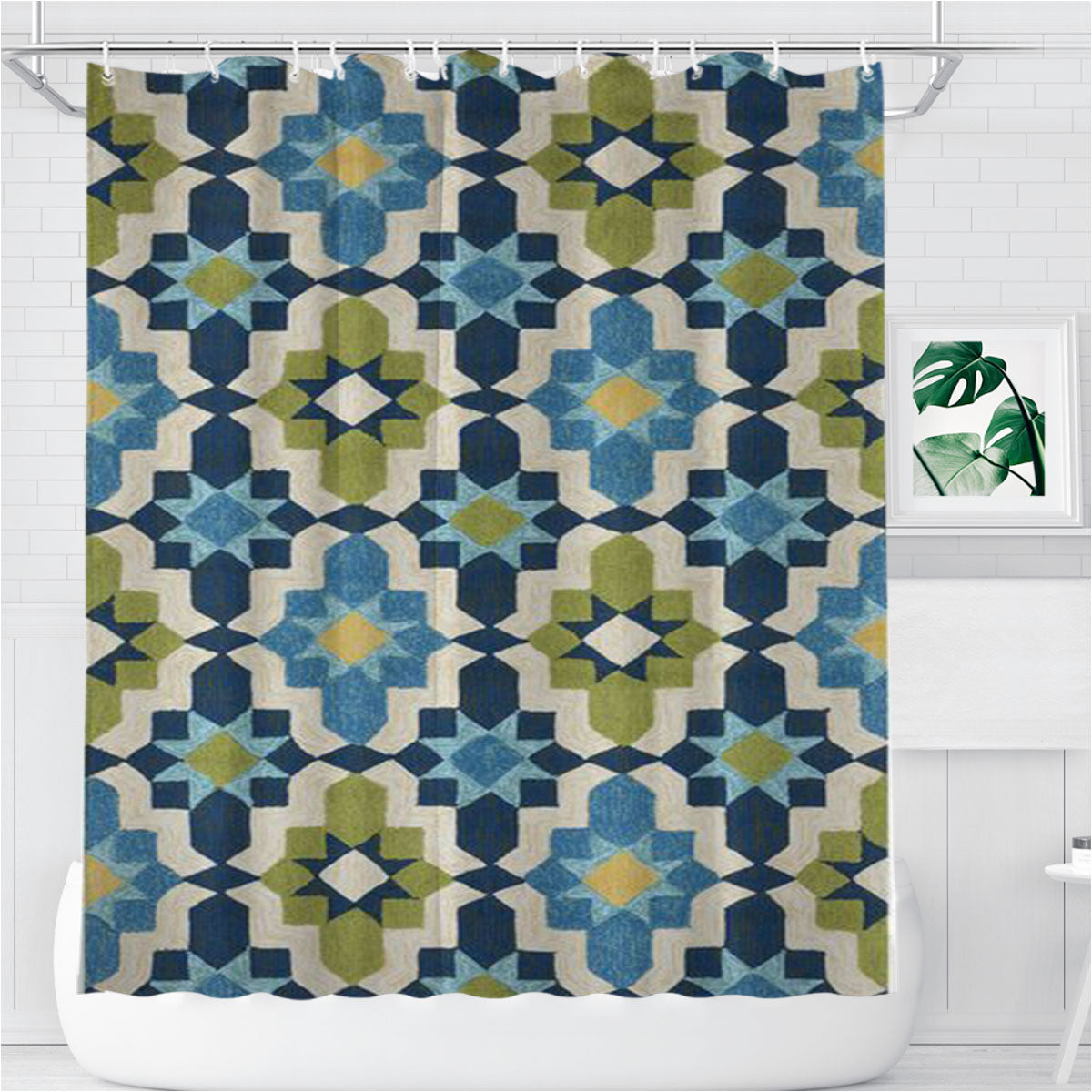 Pattern Classic Mind Bathroom Shower Curtain Fabric Waterproof | 66 X 72 Inch