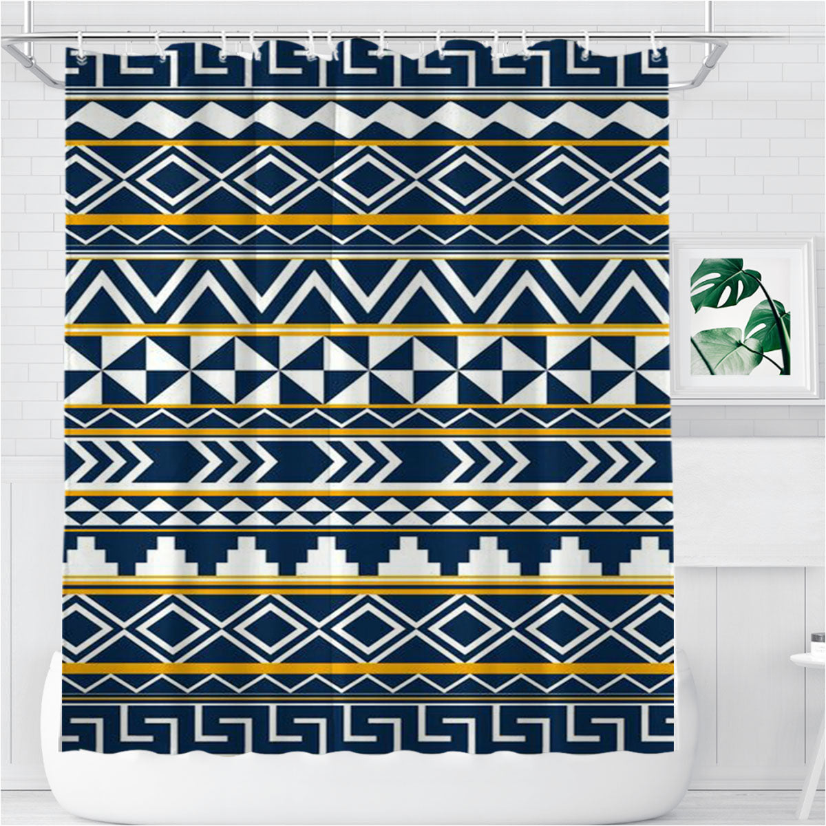 Pattern Classic No Crime Bathroom Shower Curtain Fabric Waterproof | 66 X 72 Inch