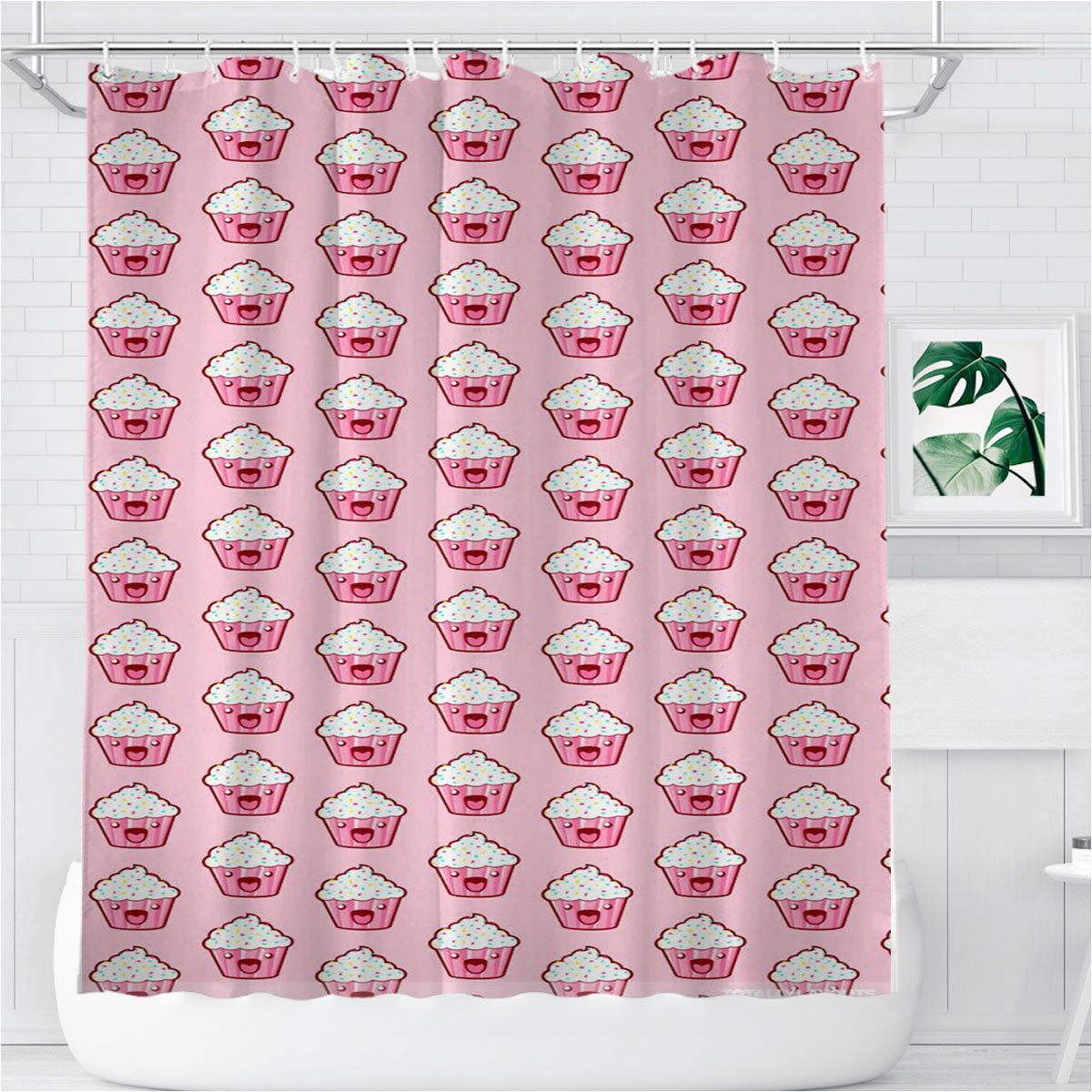 Pattern Cupcake Bathroom Shower Curtain Fabric Waterproof | 66 X 72 Inch