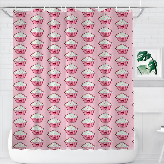 Personalized Pattern Cupcake Shower Curtain Farmhouse Bathroom Decor