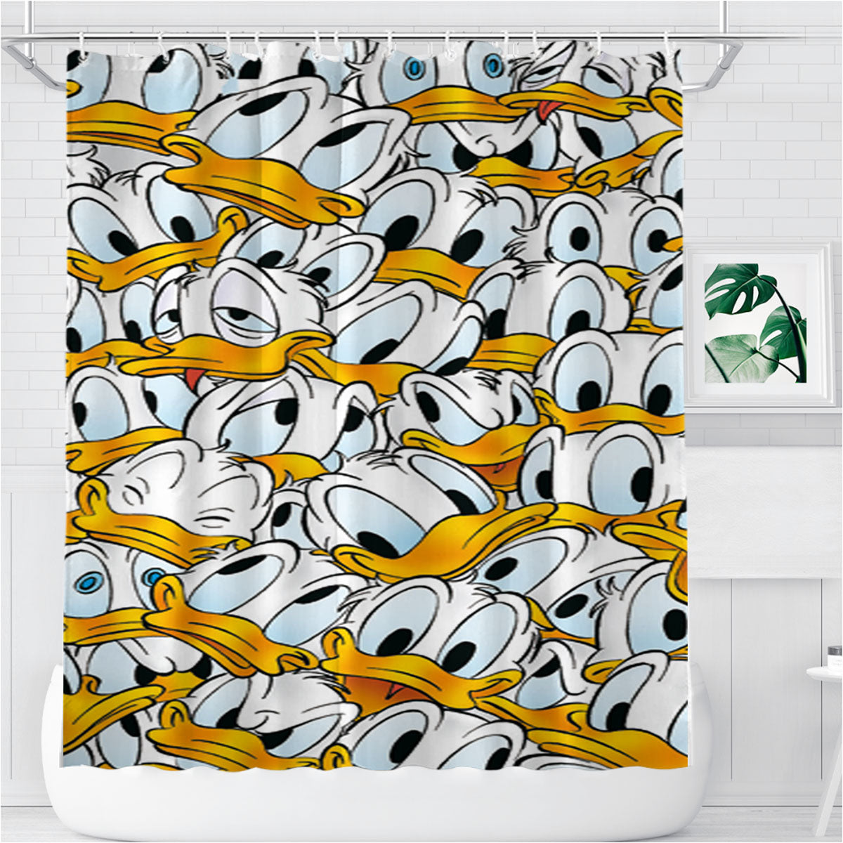 Pattern Emoticon Donald Duck Bathroom Shower Curtain Fabric Waterproof | 66 X 72 Inch