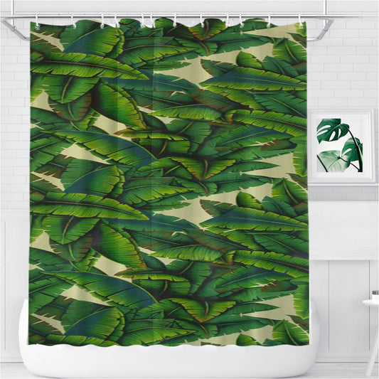 Personalized Pattern Green White Shower Curtain Farmhouse Bathroom Decor