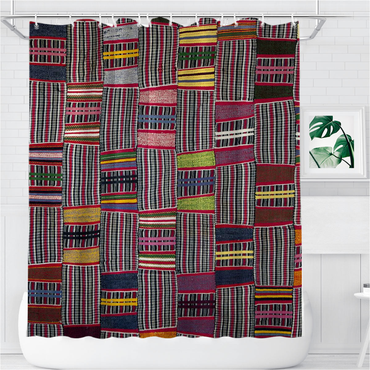 Pattern Imb Mask Bowl Bathroom Shower Curtain Fabric Waterproof | 66 X 72 Inch