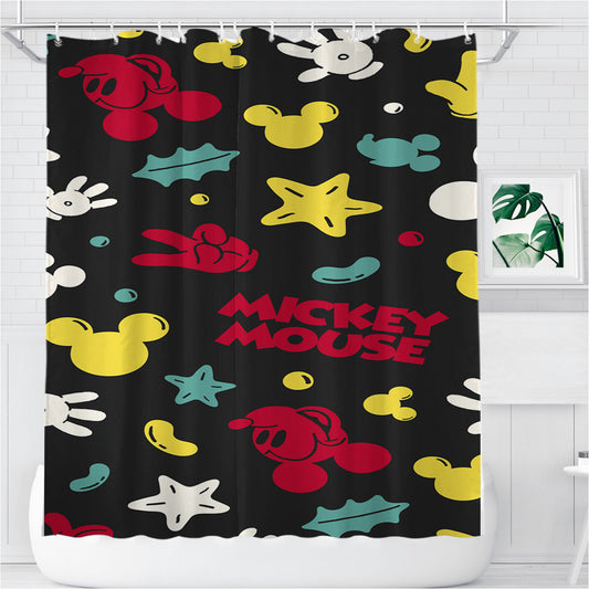 Pattern Mickey Mouse Bathroom Shower Curtain Fabric Waterproof