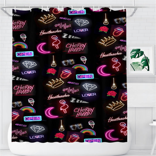 Personalized Pattern Neon Summer Aksesoris Collection Shower Curtain Farmhouse Bathroom Decor