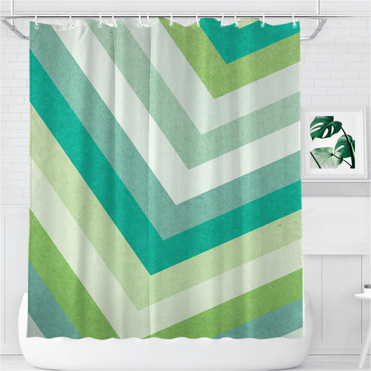 Pattern Pillow Glass Bathroom Shower Curtain Fabric Waterproof | 66 X 72 Inch
