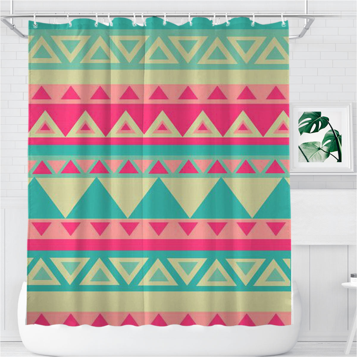 Pattern Pink Cute Tosqa Bathroom Shower Curtain Fabric Waterproof | 66 X 72 Inch