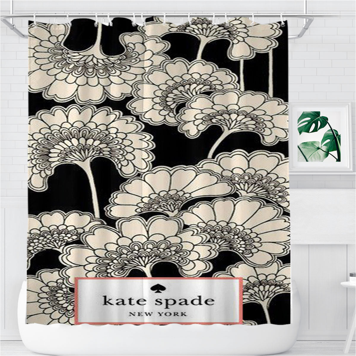 Pattern Style Katespade Flowers Bathroom Shower Curtain Fabric Waterproof | 66 X 72 Inch