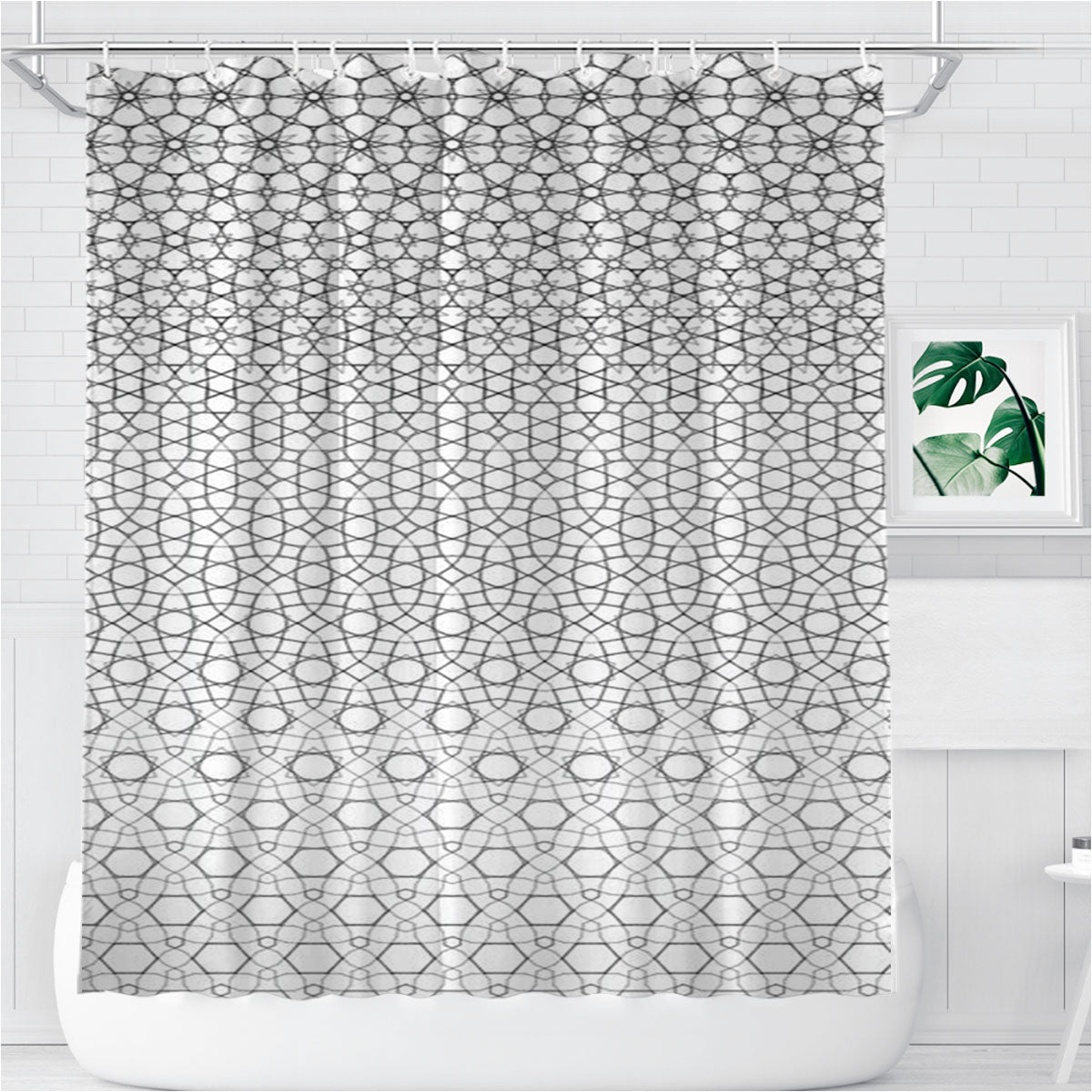 Pattern Tag Story Bathroom Shower Curtain Fabric Waterproof | 66 X 72 Inch