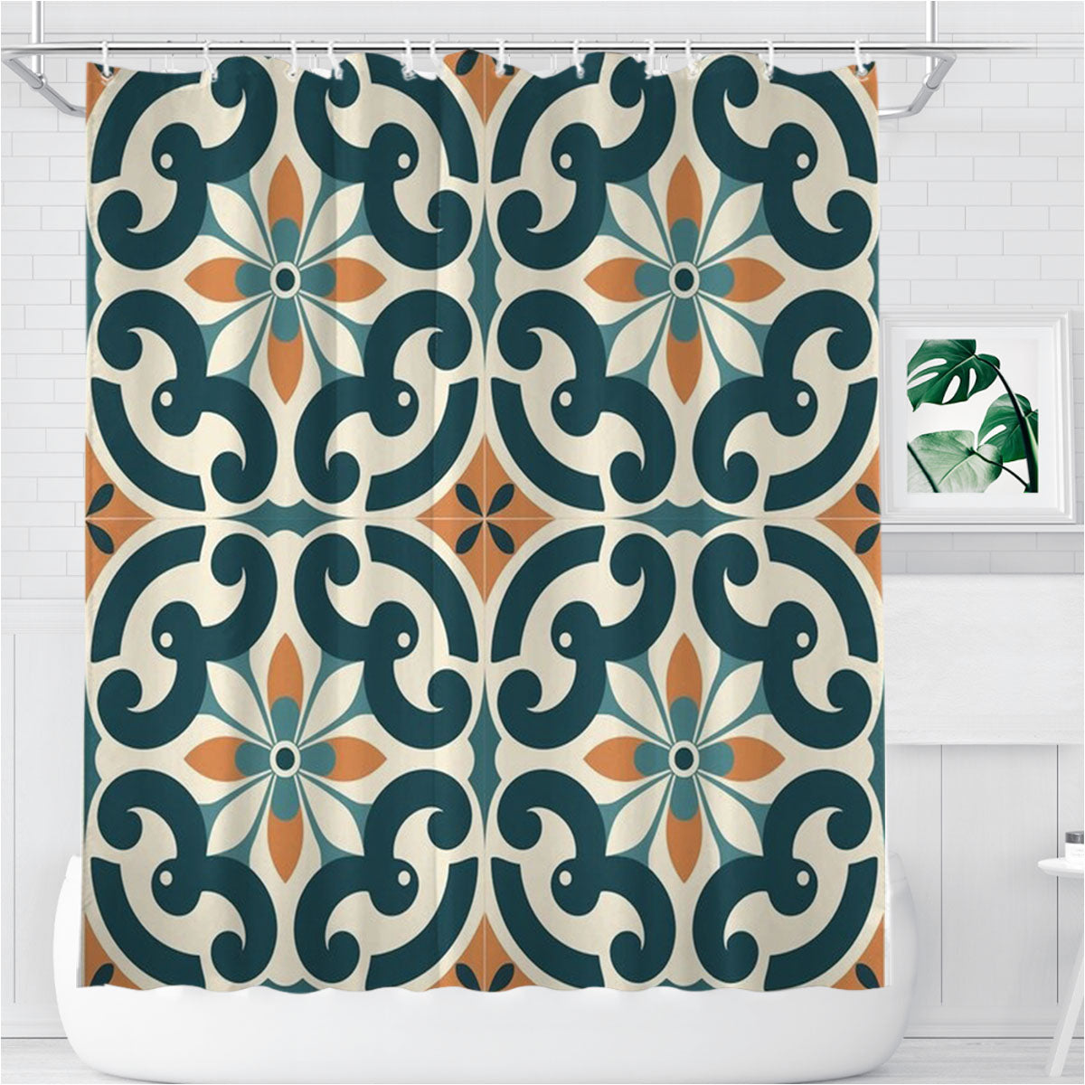 Pattern With The Word Foliate Bathroom Shower Curtain Fabric Waterproof | 66 X 72 Inch
