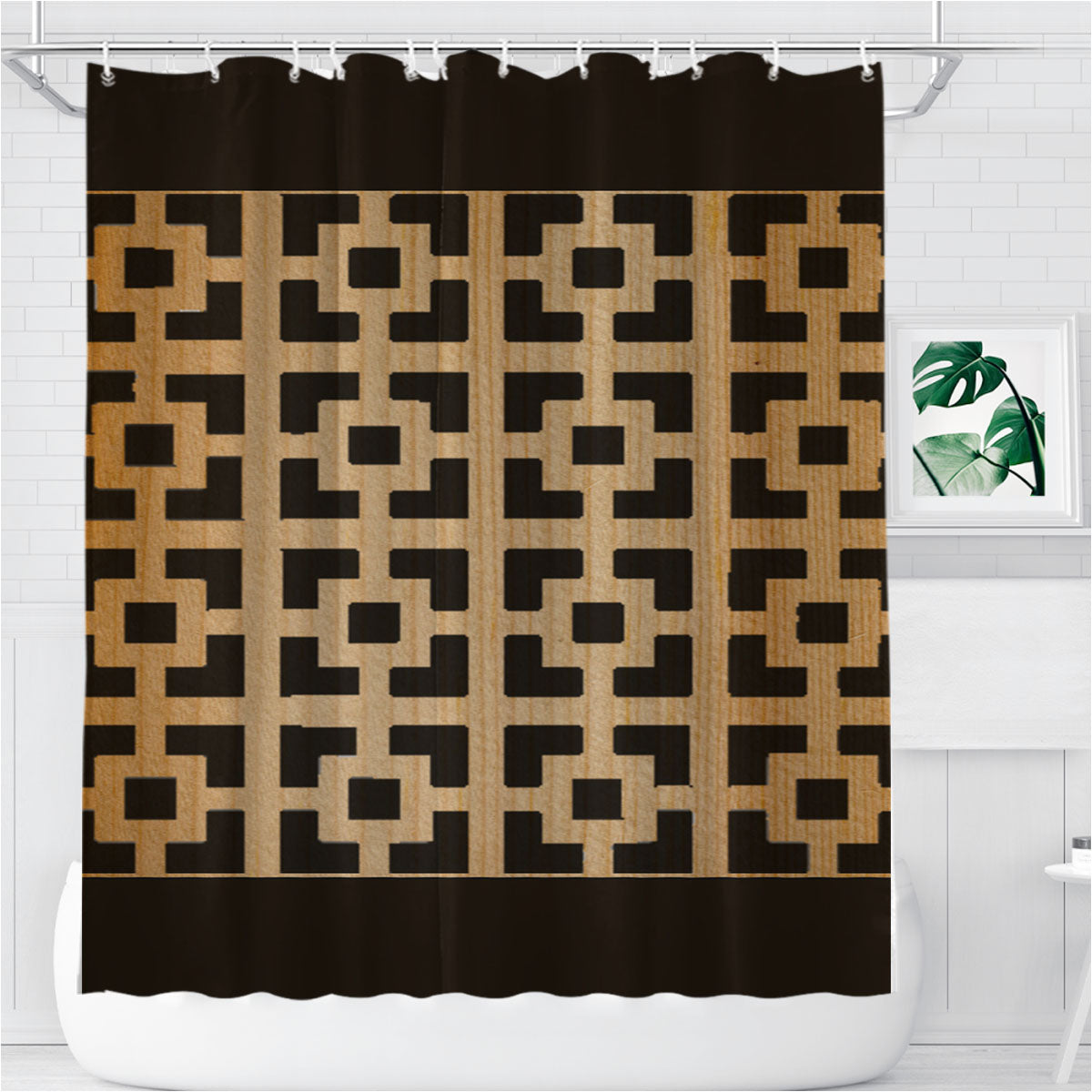 Pattern Wood Bathroom Shower Curtain Fabric Waterproof | 66 X 72 Inch