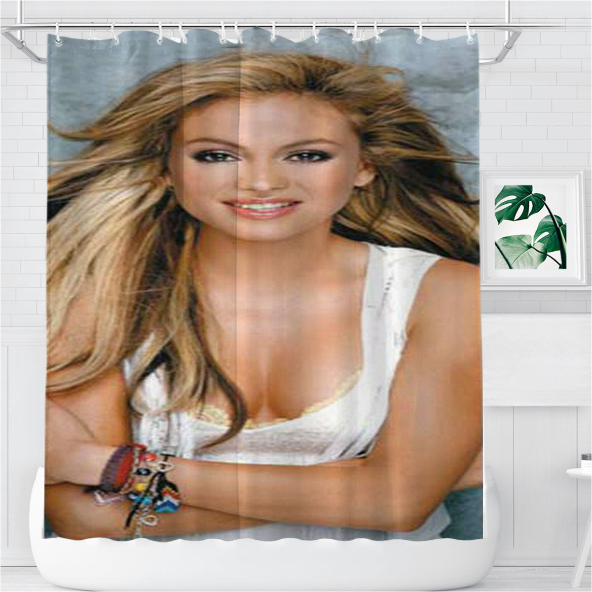 Paulina Rubio Arms Folded Bathroom Shower Curtain Fabric Waterproof | 66 X 72 Inch