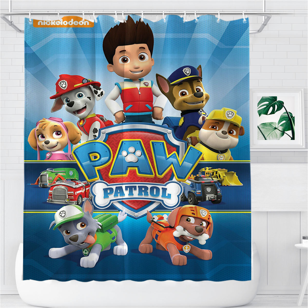Paw Patrol Poster Bathroom Shower Curtain Fabric Waterproof | 66 X 72 Inch