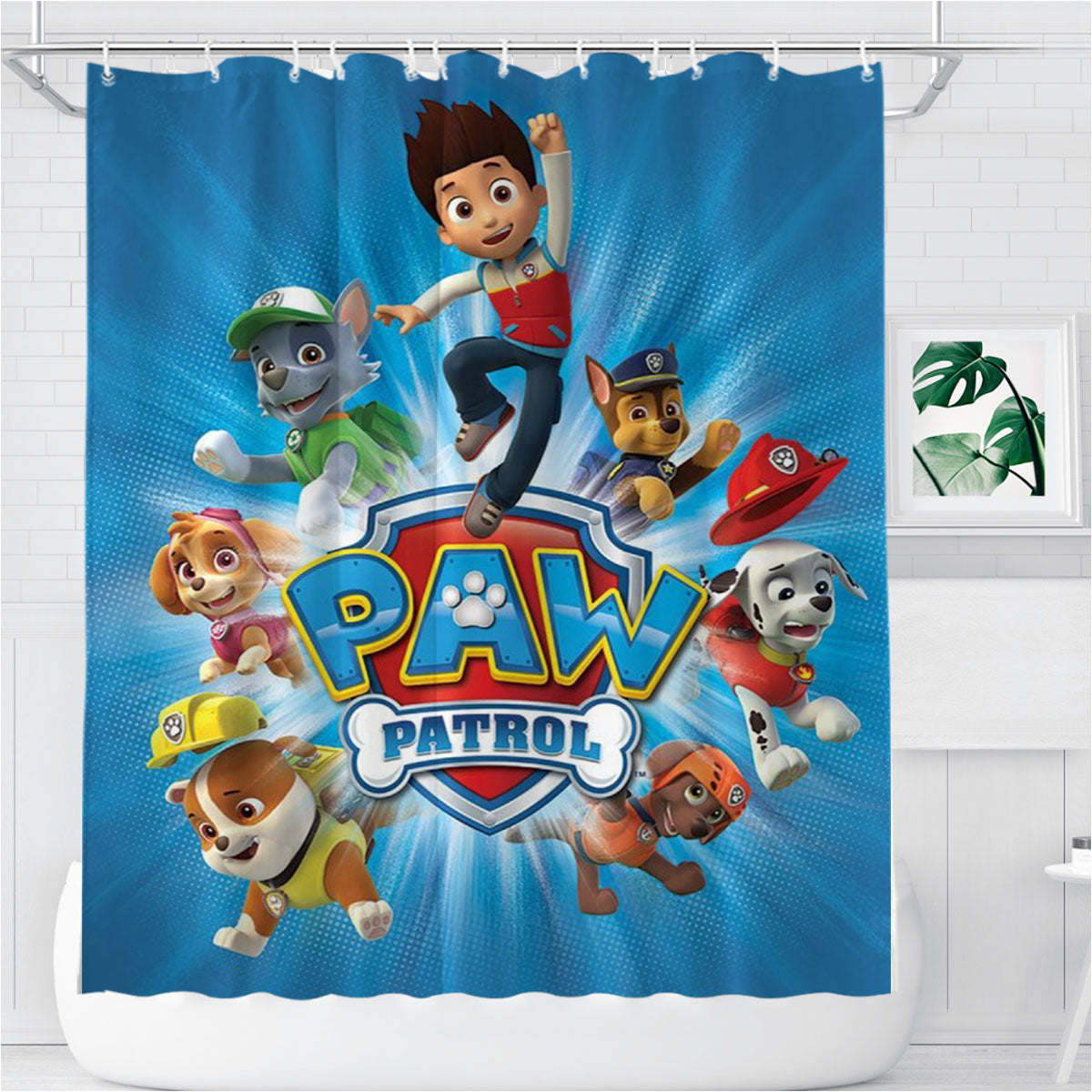 Paw Patrol Season 2 Poster Bathroom Shower Curtain Fabric Waterproof | 66 X 72 Inch