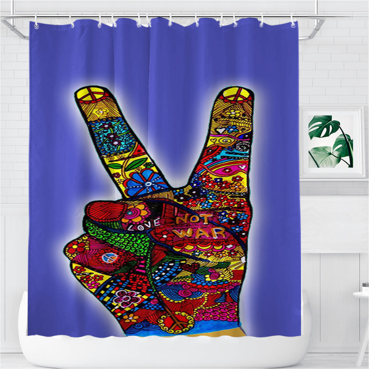 Peace No War Obey Bathroom Shower Curtain Fabric Waterproof | 66 X 72 Inch