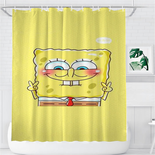 Personalized Peace Sponge Bob Shower Curtain Farmhouse Bathroom Decor