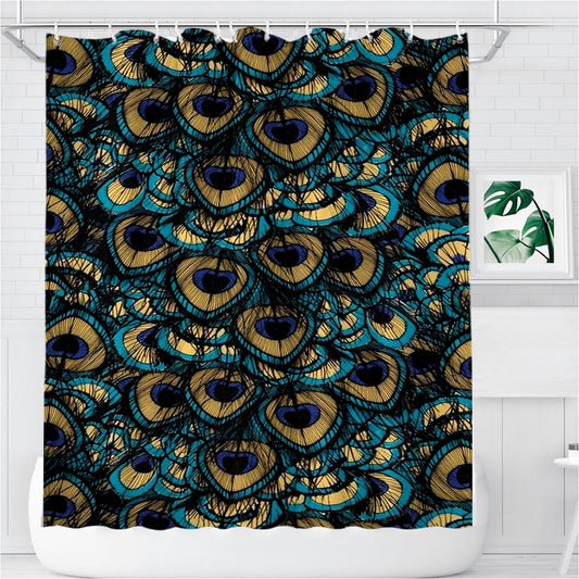 Peacock Pattern Bathroom Shower Curtain Fabric Waterproof | 66 X 72 Inch