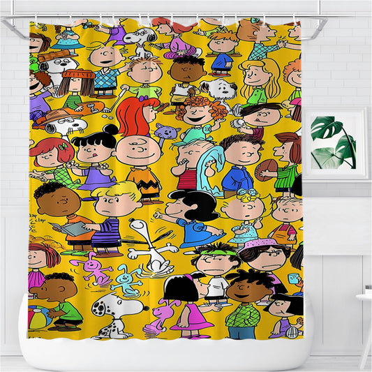 Peanuts Bathroom Shower Curtain Fabric Waterproof | 66 X 72 Inch