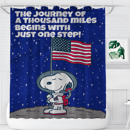 Peanuts Astronaut Snoopy One Step Bathroom Shower Curtain Fabric Waterproof