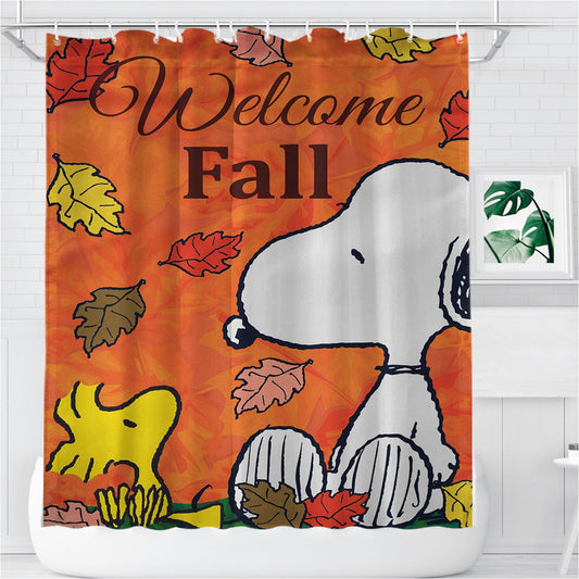 Personalized Peanuts Autumn Shower Curtain Farmhouse Bathroom Decor