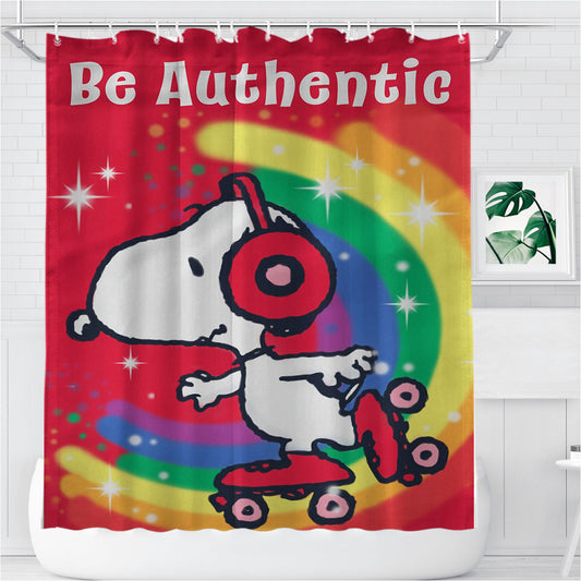 Peanuts Be Authentic Snoopy Roller-Skate Bathroom Shower Curtain Fabric Waterproof