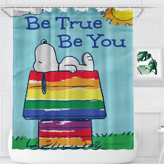Peanuts Be True To You Snoopy Bathroom Shower Curtain Fabric Waterproof