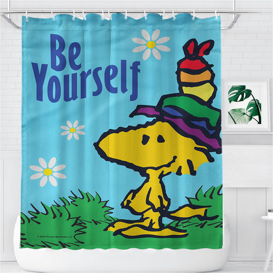 Personalized Peanuts Be Yourself Woodstock Shower Curtain Farmhouse Bathroom Decor
