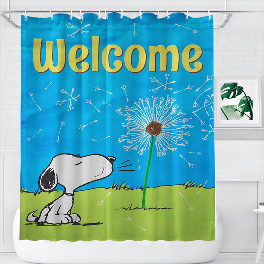 Peanuts Blowing Dandelions Bathroom Shower Curtain Fabric Waterproof