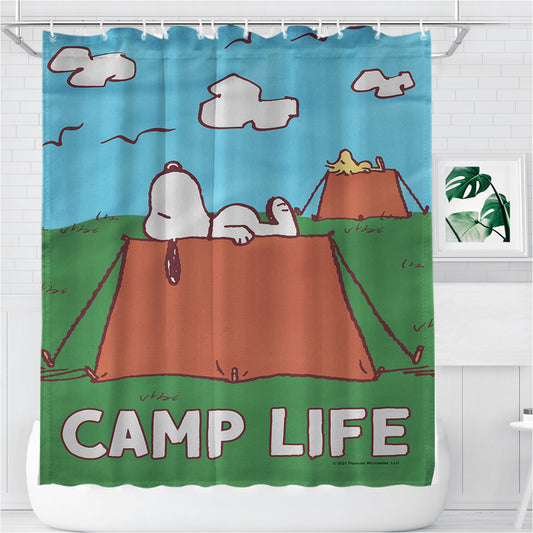 Peanuts Camp Life Snoopy Bathroom Shower Curtain Fabric Waterproof