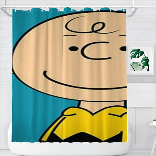 Peanuts Charlie Brown Blue Bathroom Shower Curtain Fabric Waterproof | 66 X 72 Inch