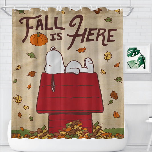 Peanuts Fall Bathroom Shower Curtain Fabric Waterproof