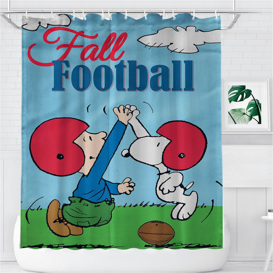 Personalized Peanuts Football Sport Shower Curtain Farmhouse Bathroom Decor