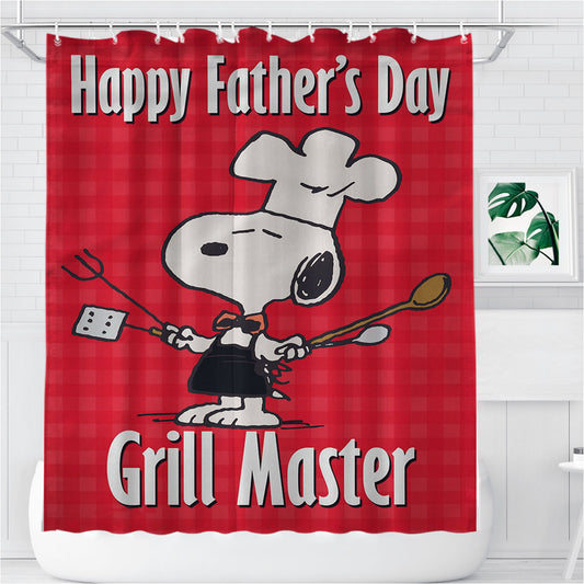 Peanuts Happy Father'S Day Grill Master Bathroom Shower Curtain Fabric Waterproof