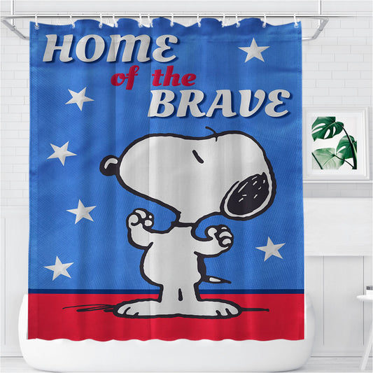 Peanuts Home Of The Brave Snoopy Bathroom Shower Curtain Fabric Waterproof